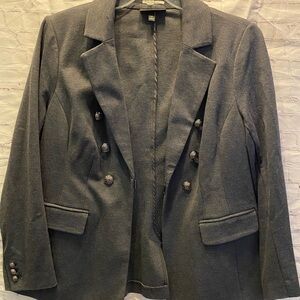 Lane Bryant Gray Double-Breasted Blazer